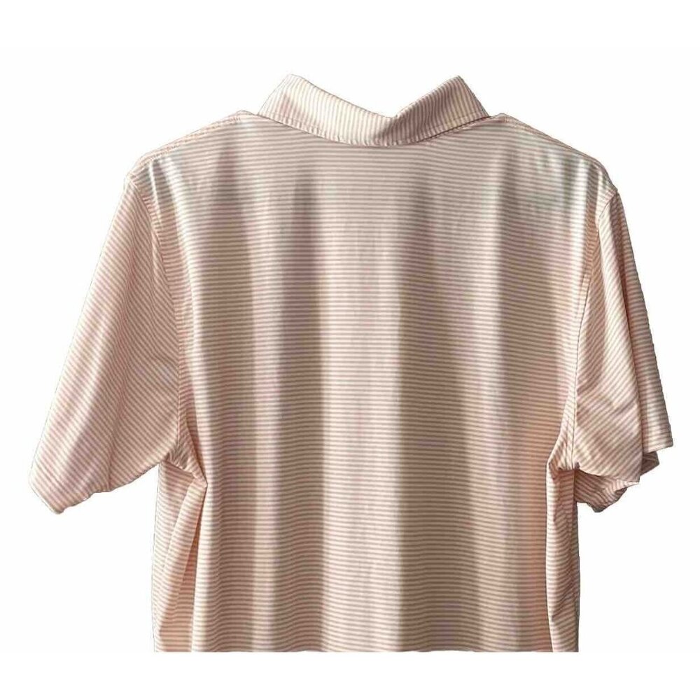 Draddy Sport Men's Medium Short Sleeve Golf Polo Muted Orange White Striped🏌️ - Picture 4 of 8